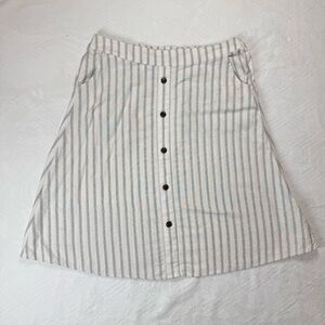Christopher & Banks Women's L Skirt Stripe Linen Blend Pockets Spring Easter